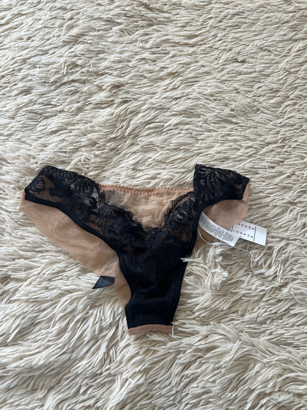 intimissimi Black Lace & Nude Sheer Bikini Panty